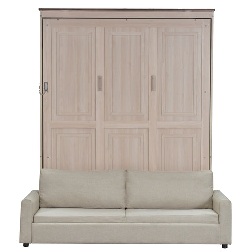 Queen Size Murphy Bed With Sofa And LED - Beige Hearth and Haven