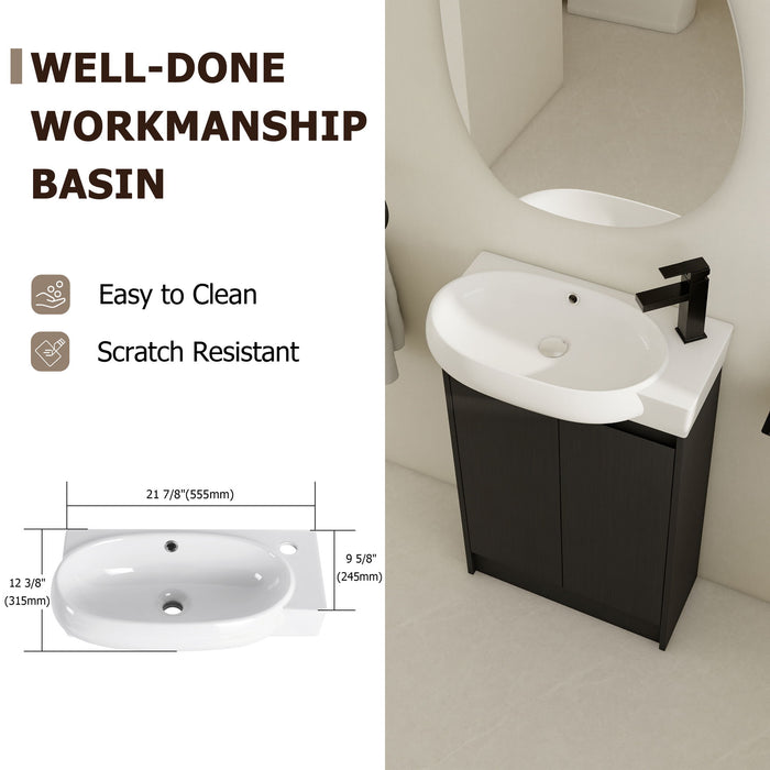 Freestanding Bathroom Vanity With Sink And Storage Rack, Soft Close Doors Base With Basin Home Essentials