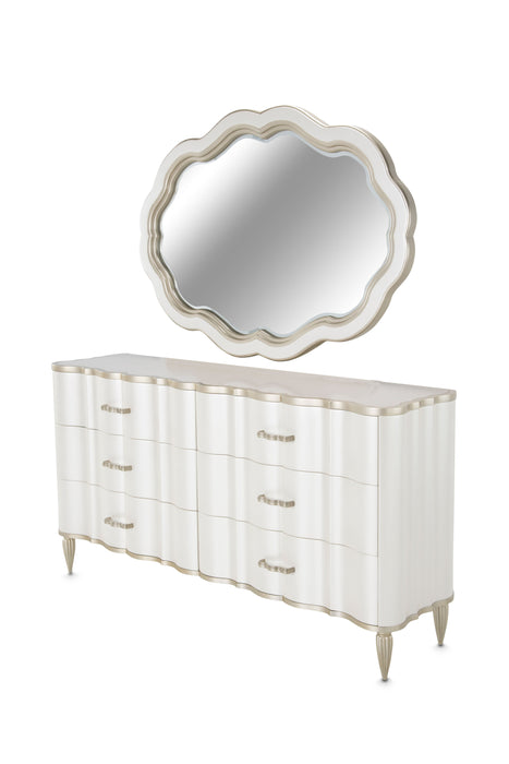 London Place - Dresser with Mirror - Creamy Pearl