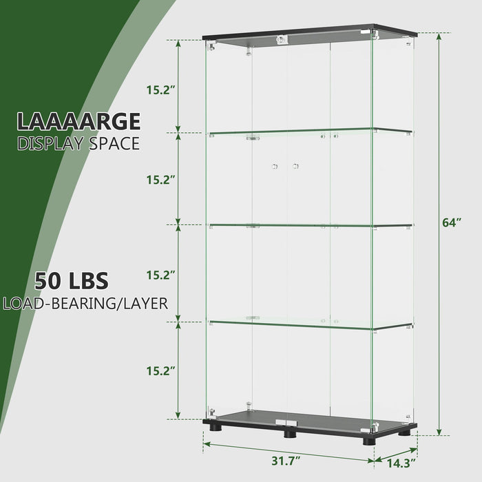 Display Cabinet With Shelf Double Doors And Lock Home Essentials