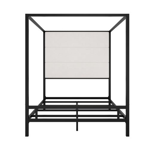 Canopy Bed With Tall Upholstered Headboard, 4 Poster Frame Hearth and Haven