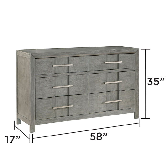 6 Drawer Dresser - Gray - Wood Matrix Furniture Group