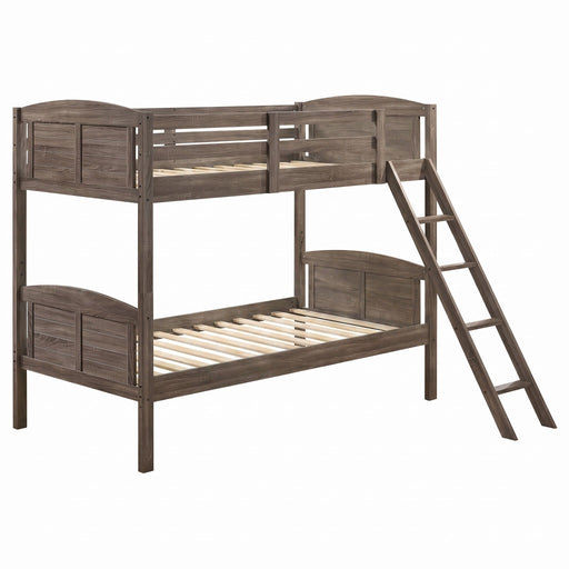 Shasta - Twin Over Twin Bunk Bed With 2 Twin Mattresses - Brown Furniture Max