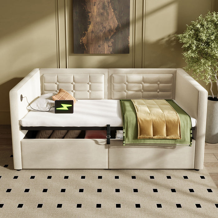 Upholstered Daybed With Hydraulic Storage And USB / Type - C Charging Artistry At Home