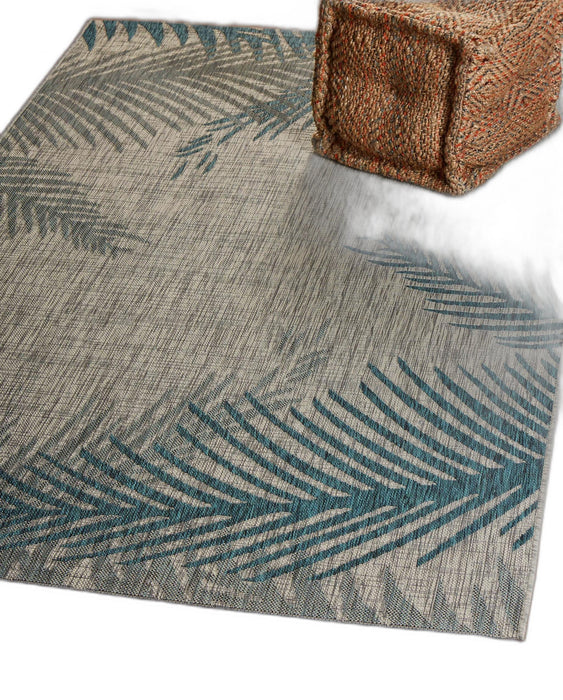 5' X 7' Floral Indoor / Outdoor Area Rug - Gray