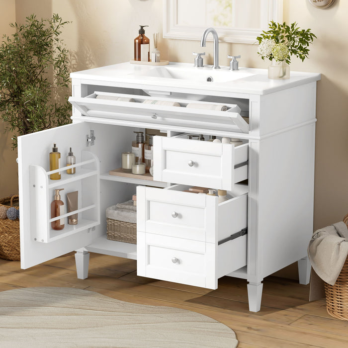 Bathroom Vanity With Top Sink, 2 Drawers, Tip Out Drawer Hearth and Haven