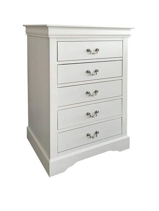 Manufactured Wood Five Drawer Chest - White