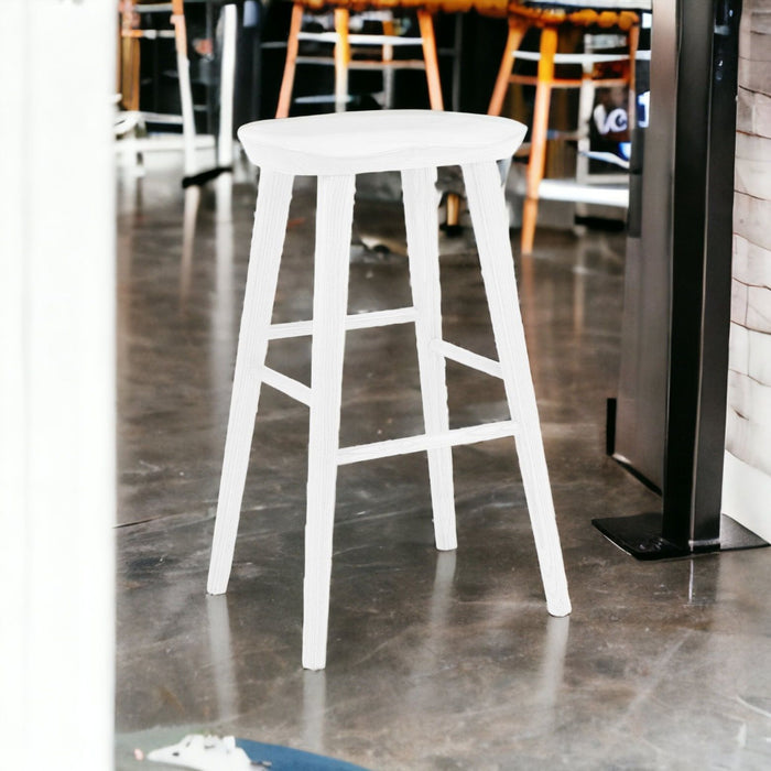 Backless Bar Height Bar Chair - White