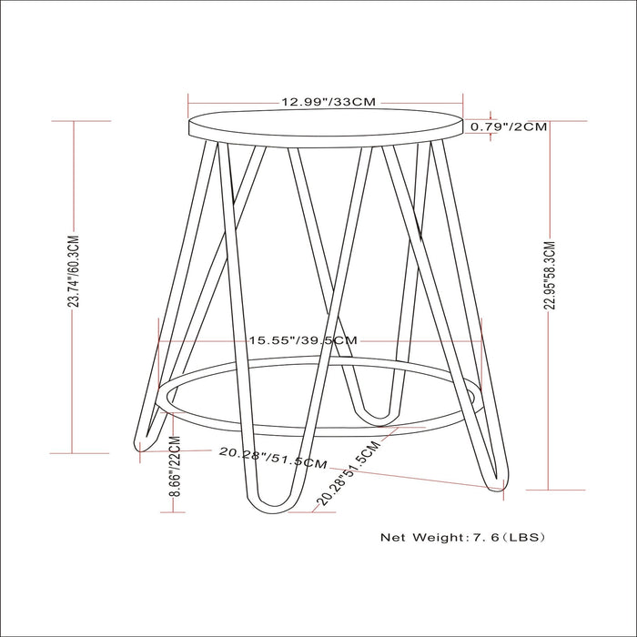 Simeon - Multifunctional Metal Stool With Wood Seat Simpli-Home