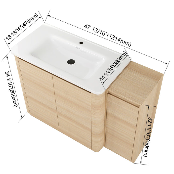 Freestanding Bathroom Vanity With Sink, 1 Small Storage Cabinet, Soft Close Door Home Essentials