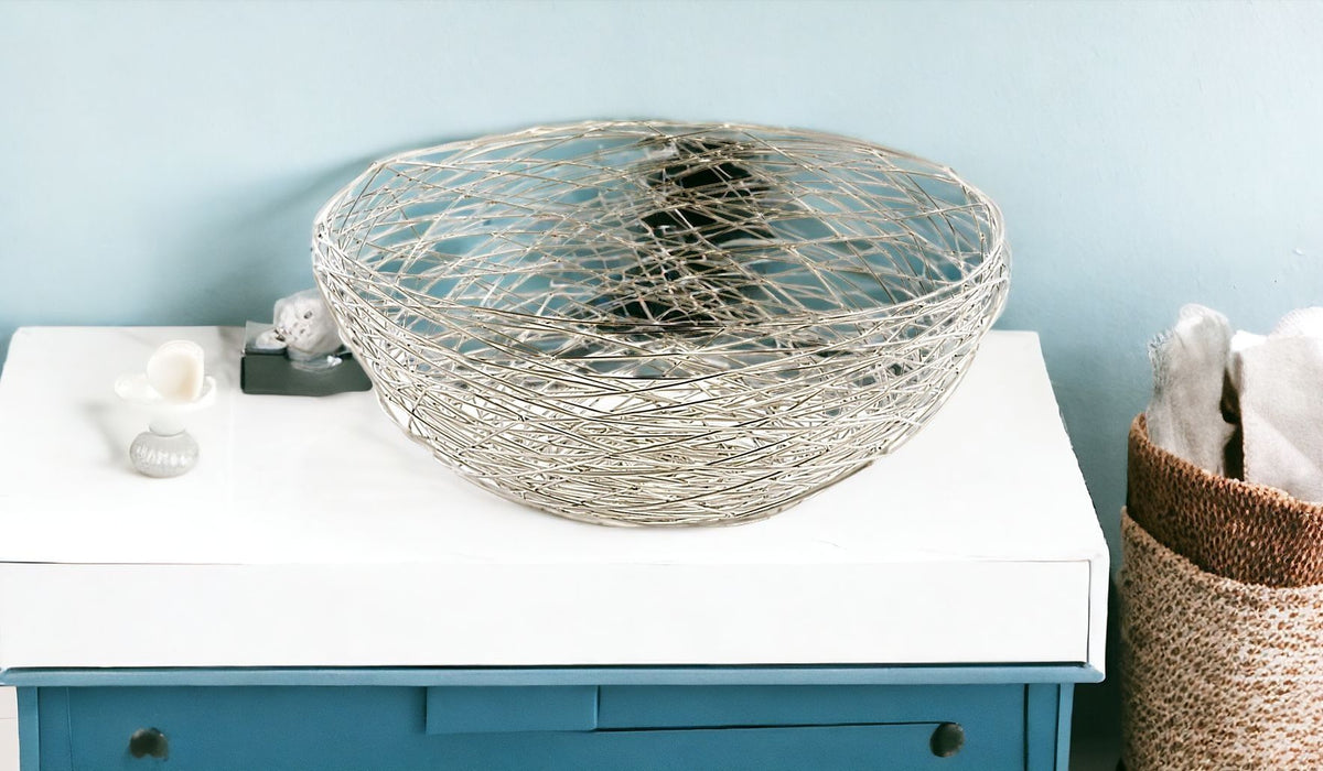 Abstract Wire Centerpiece Bowl - Silver