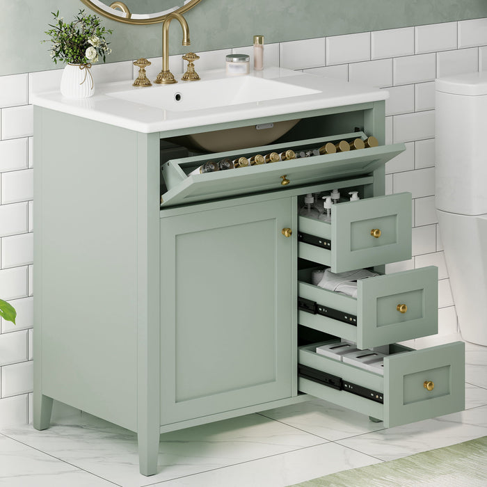 Bathroom Vanity With Sink, 3 Drawers And Adjustable Shelf Hearth and Haven