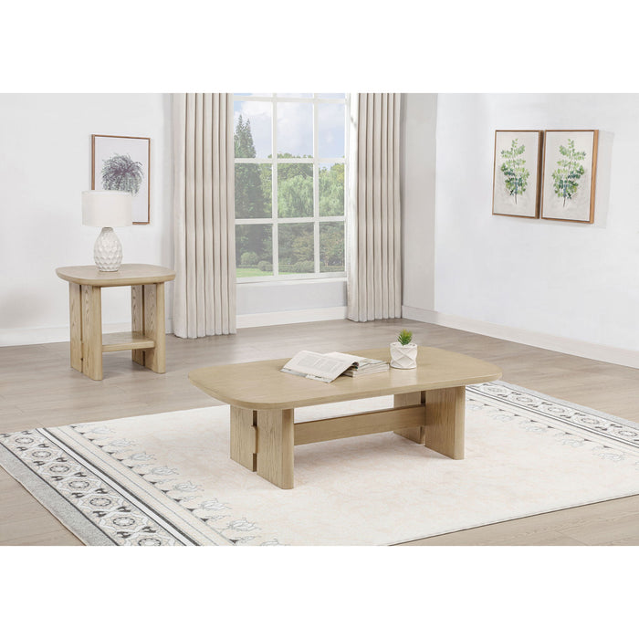 Kimpton - 2 Piece Coastal Coffee And End Table Set - Beige Furniture Max