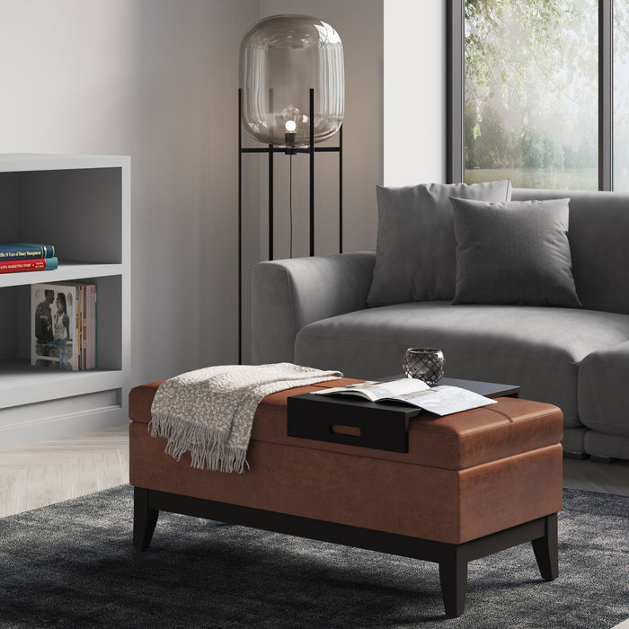 Oregon - Contemporary Storage Ottoman Bench With Tray Simpli-Home