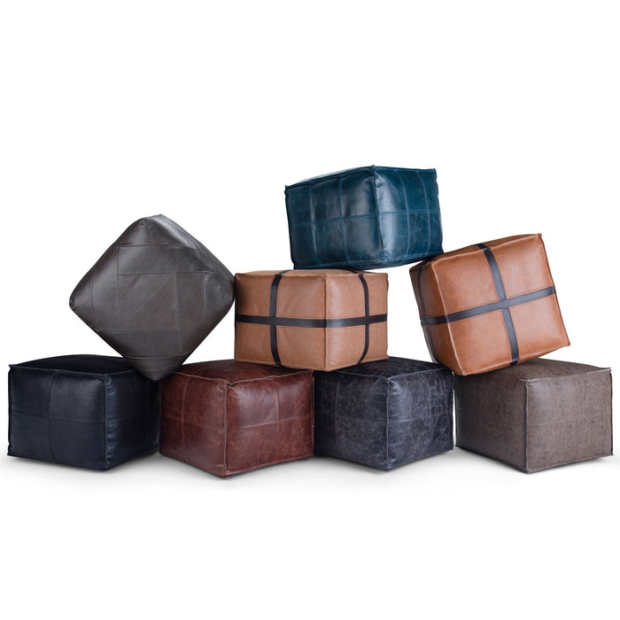 Bowen - Square Pouf - Black Simpli-Home