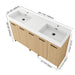 Double Sink Bathroom Vanity With Extra Large Storage, Integrated Sink, Freestanding Cabinet, Soft Close Doors - Glossy White / Light Oak Home Essentials