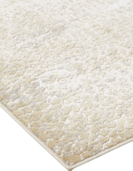 Abstract Area Rug - Ivory Gray And Gold