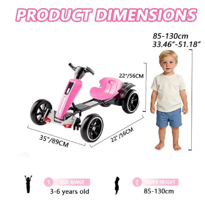 Electric Kids Pedal Go Kart With Adjustable Seat, Foldable Design Daily Nest