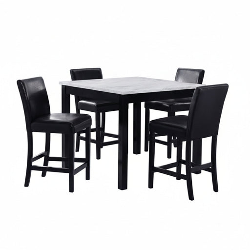 Modern 5 Piece Counter Height Dining Set With Tufted Nail Head Chairs Home Essentials