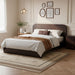 Queen Size Platform Bed Frame With Rounded Headboard - Walnut Noble House