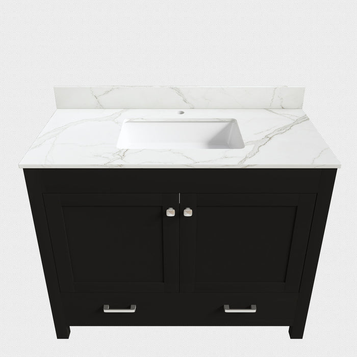 Bathroom Vanity Set, Fluted Cabinet, Soft Close Doors & Drawers - Black Home Essentials