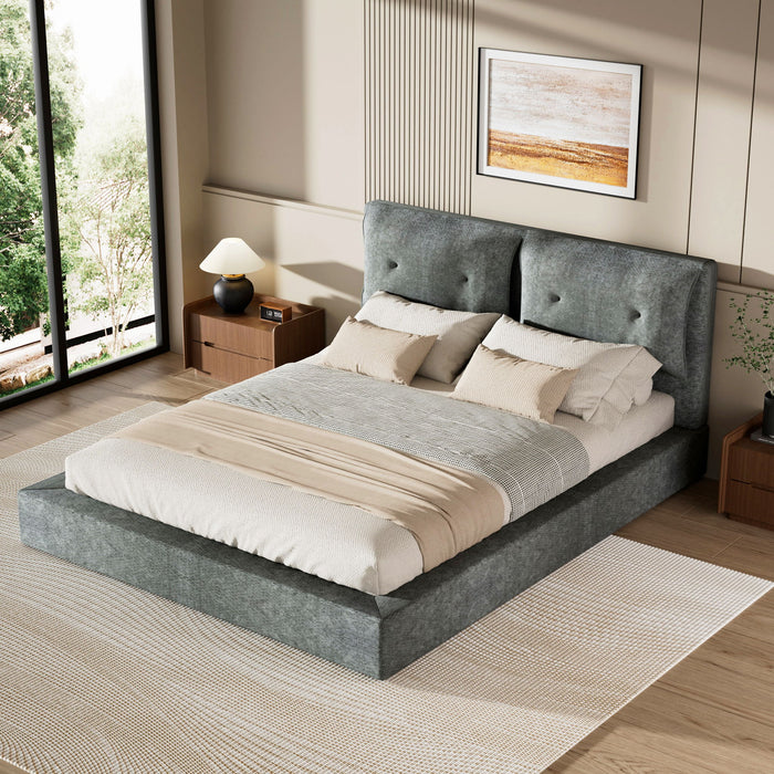 Airframe - Upholstered Bed Frame With Double Layered Upholstered Headboard Home Essentials
