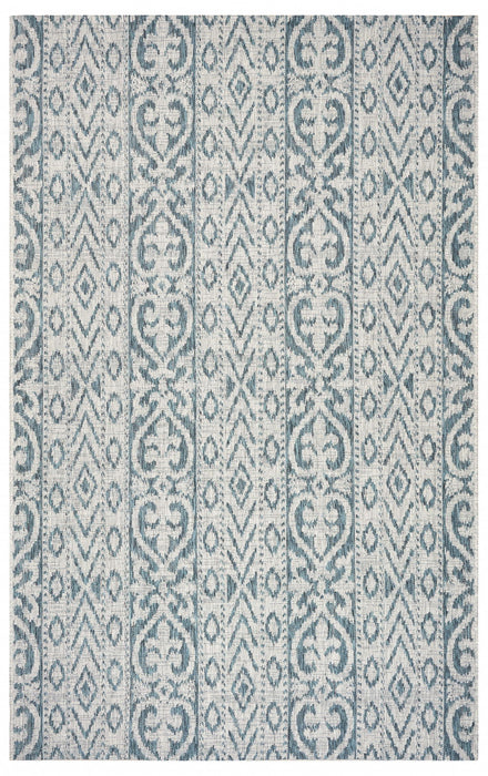 2' X 3' Indoor / Outdoor Area Rug - Blue Damask