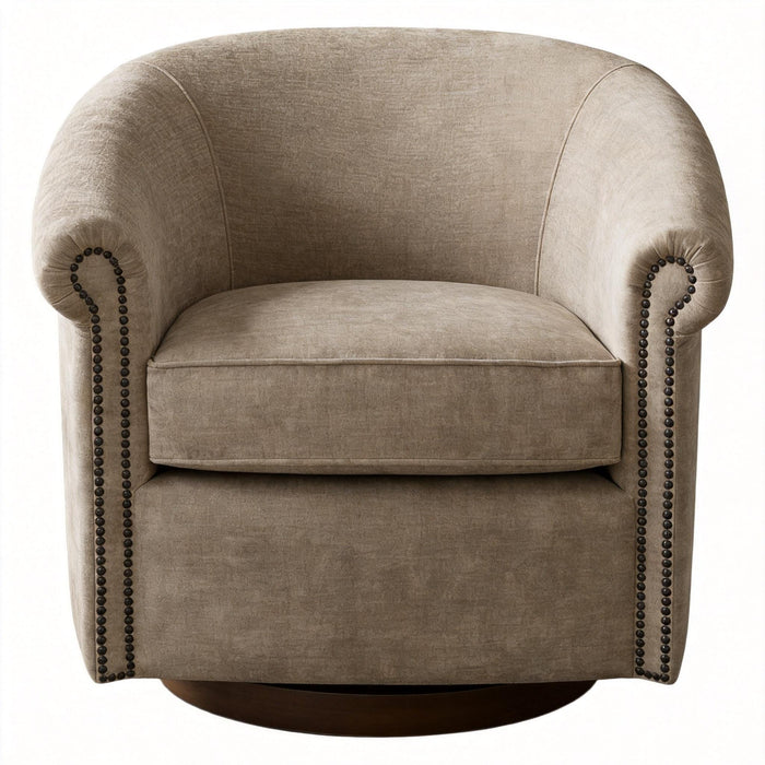 Barrel Swivel Accent Chair, 360 Degree Rotating For Living Room - Sand Home Essentials