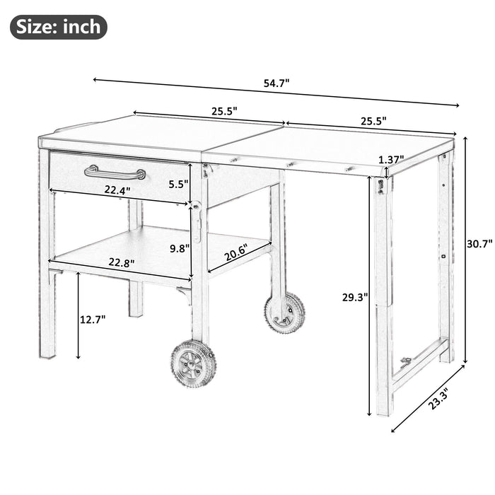 Foldable Outdoor Kitchen Cart With Storage For Patio Hearth and Haven
