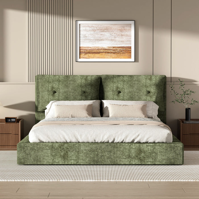 Airframe - Upholstered Bed Frame With Double Layered Upholstered Headboard Home Essentials