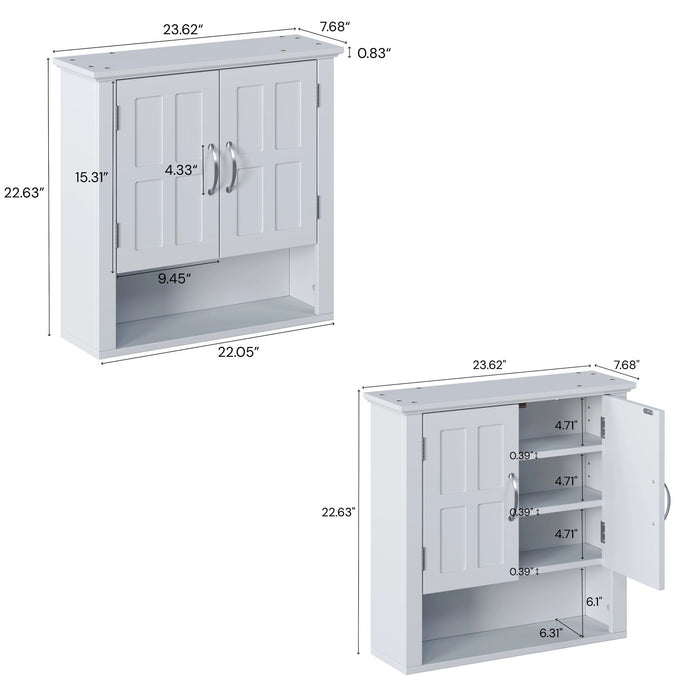 Multi Functional Wall Mounted Cabinet With Adjustable Shelves For Bathroom Noble House