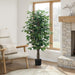 58" Tall, Artificial Plant, Ficus Tree, Indoor, Faux, Fake, Floor, Greenery, Potted, Decorative - Green / Black 8th Street