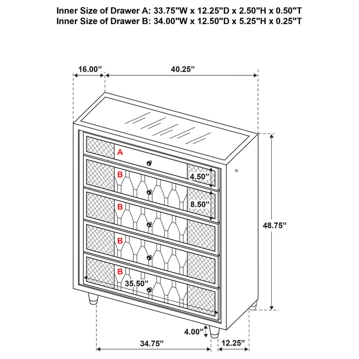 Mika - 5 Drawer LED Chest Furniture Max