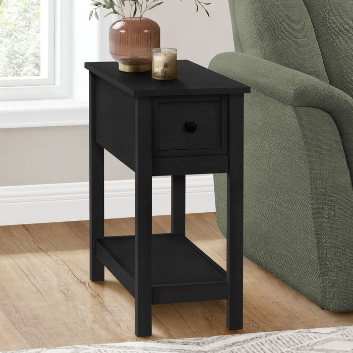 Accent End Table, 2 Tier, Narrow, Lamp, Storage Drawer, Charming Design 8th Street
