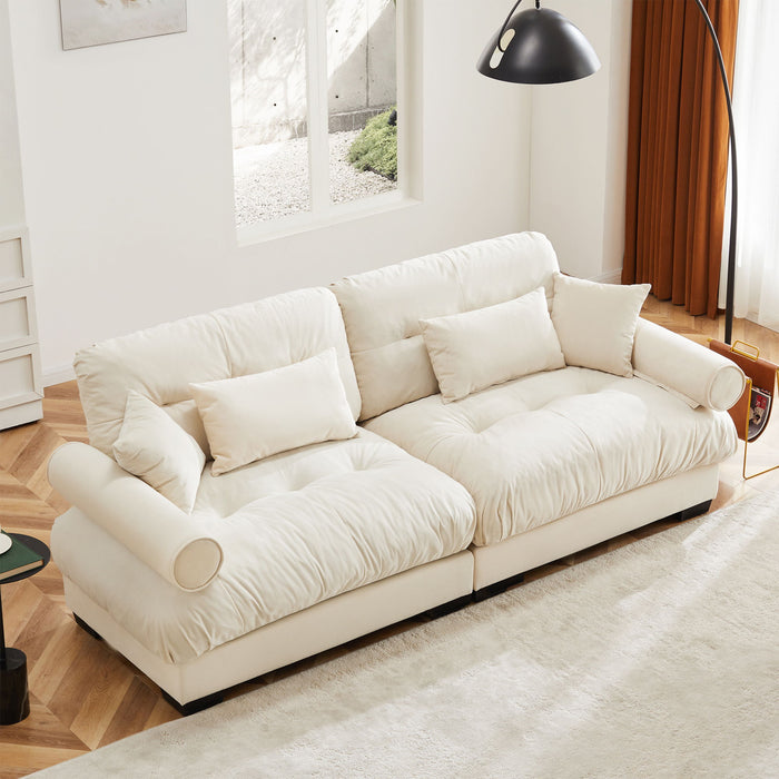 Modern Oversize Sofa With Cloud Like Comfort, Featuring Waist And Throw Pillows Home Essentials