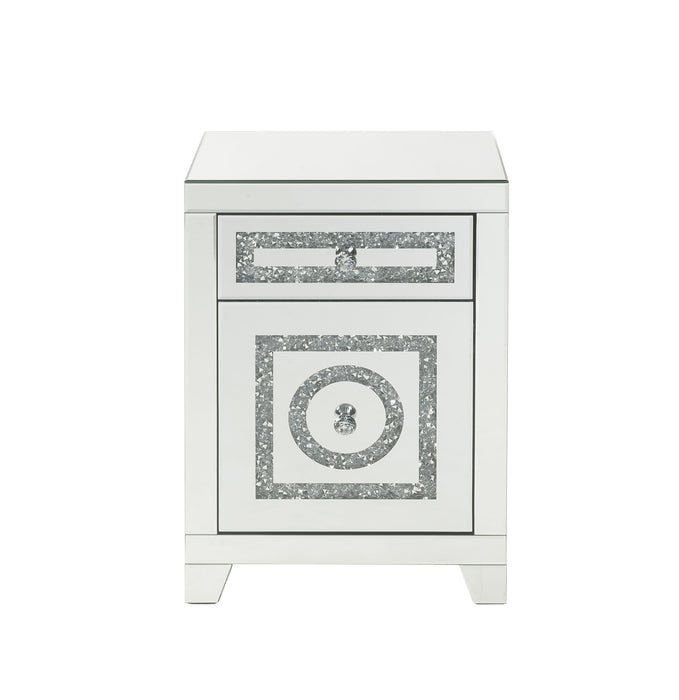 Noralie - Accent Table Mirrored Faux Dimaonds - Silver