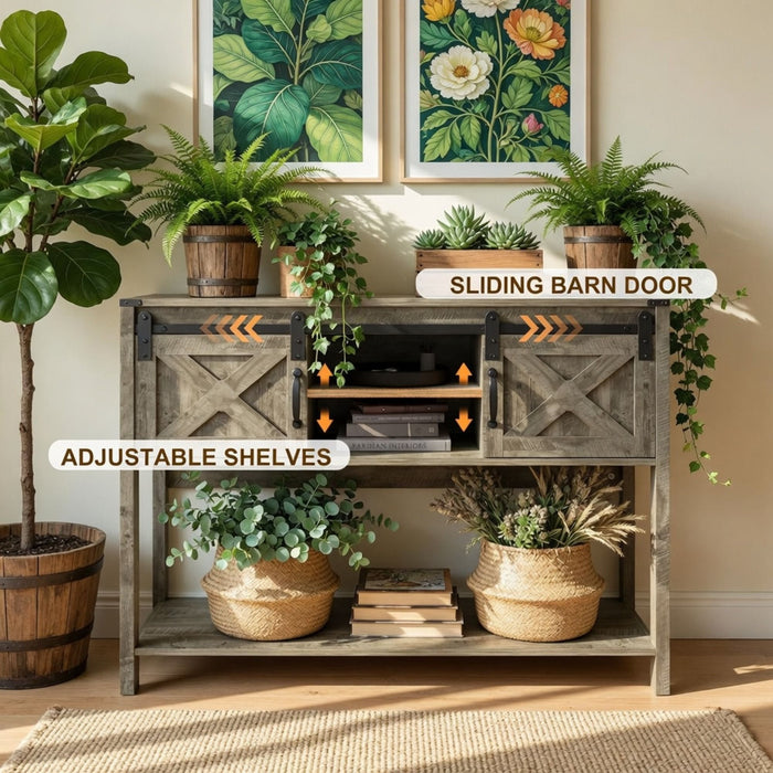 Farmhouse Entryway Table With Sliding Barn Door Home Essentials