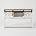 Entryway Table With Sliding Barn Door Storage - White / Oak Home Essentials