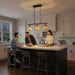 Elysian - 3 Lights Island With Natural Shade Farmhouse Chain Ceiling Lamp - Black / Rattan Ashcroft Furniture