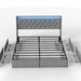 Platform Bed Frame With RGB LED Lights, Charging Station, Storage Headboard & 4 Underbed Drawers Home Essentials