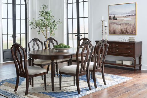 Lavinton - 8 Pc. - Dining Room Extension Table, 6 Side Chairs, Server - Brown Signature Design by Ashley®