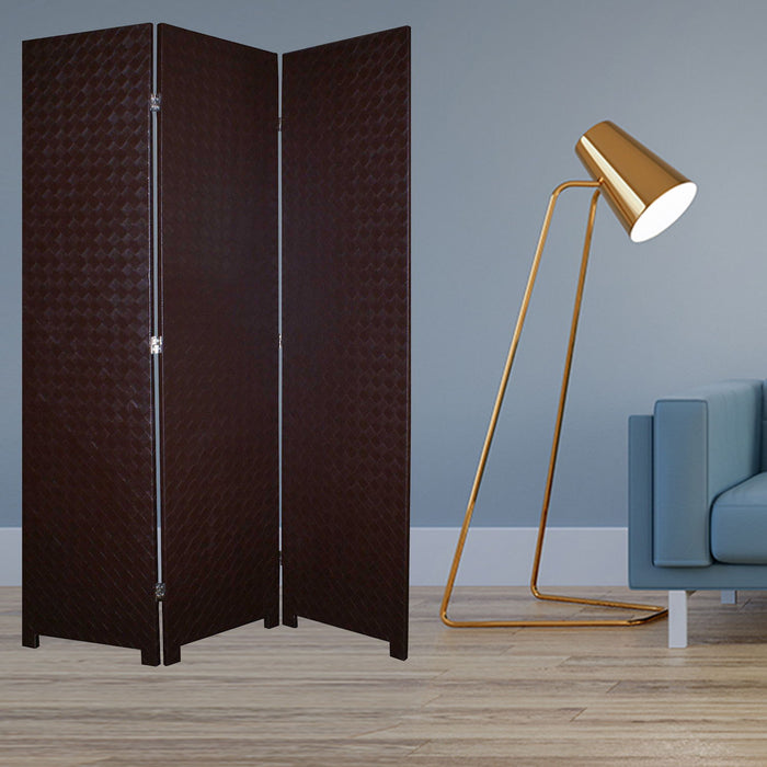 Criss Cross Faux Leather Screen - Brown