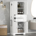 Tall Bathroom Storage Cabinet With 4 Doors 3 Drawers Adjustable Shelves - White Hearth and Haven