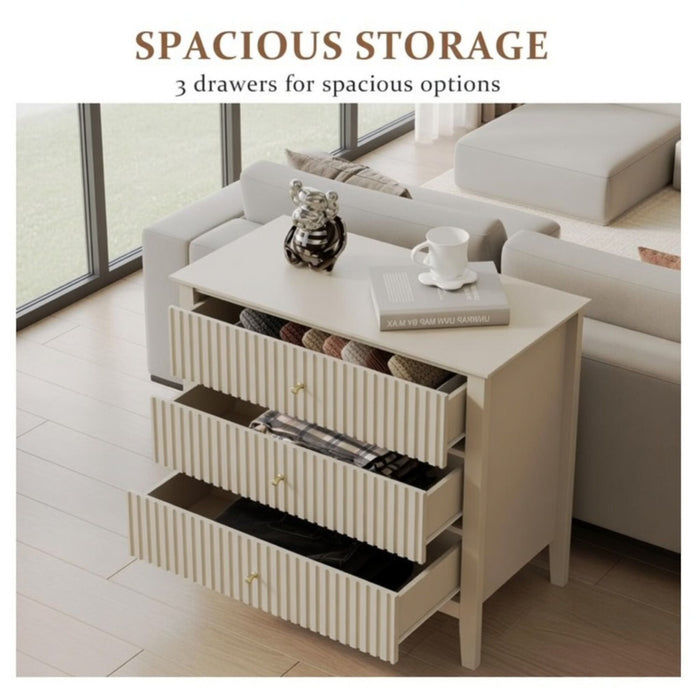 Fluted 3 Drawer Nightstand With Soft Close Slides Home Essentials