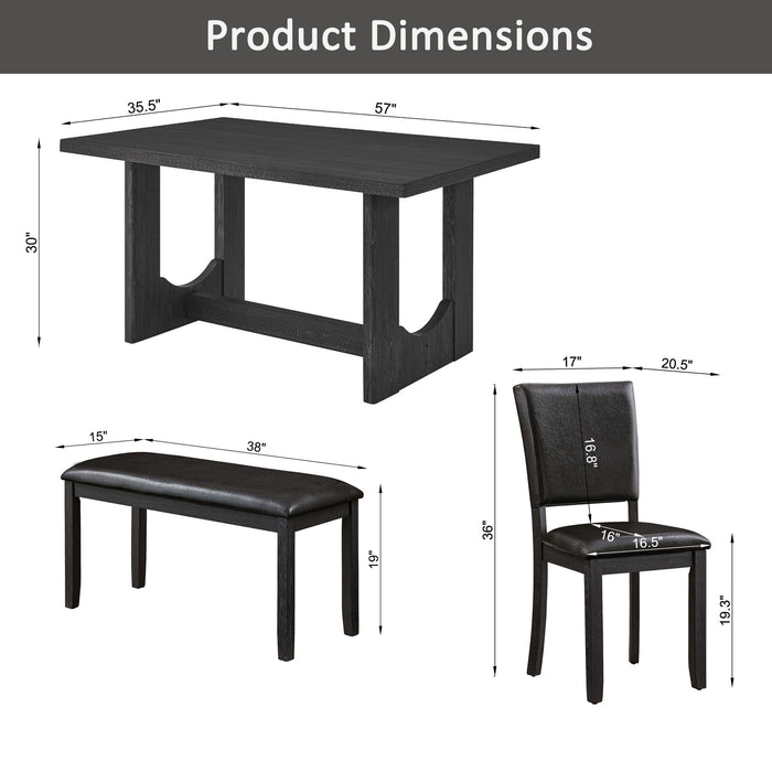 Dining Table Set, Rectangular Kitchen Table With Upholstered Chairs Home Essentials