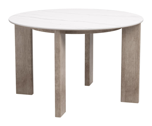 Oceanveil - Round Dining Table - White / Light Brown Zuo Modern