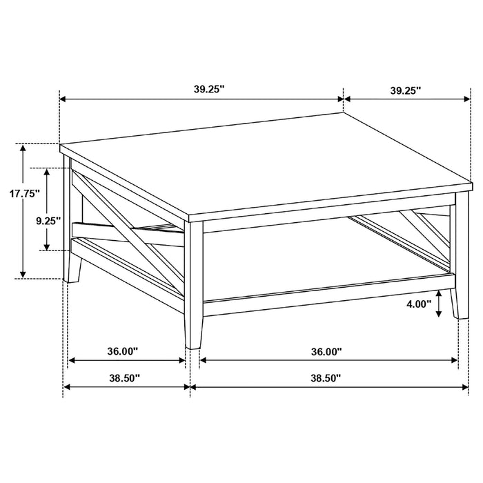 Evanston - Square Coffee Table With Shelf - White Furniture Max