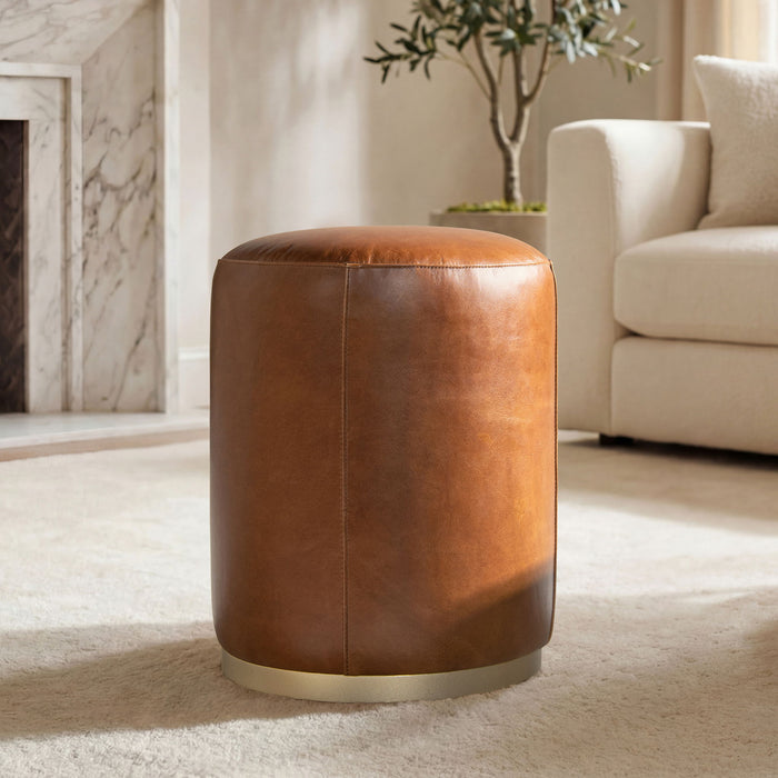 Nico - Round Ottoman Stool - Brown Jennifer Taylor Home