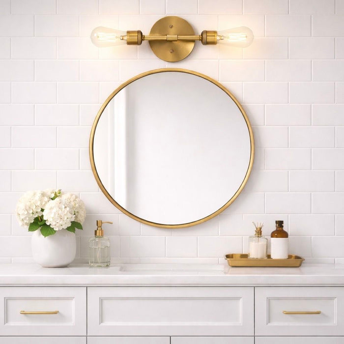 Reverie - Double Lights Bathroom Wall Sconce Over Mirror - Clear / Gold Ashcroft Furniture