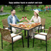 5 Piece Patio Dining Table Set, Acacia Wood Table Top With Umbrella Hole Home Essentials